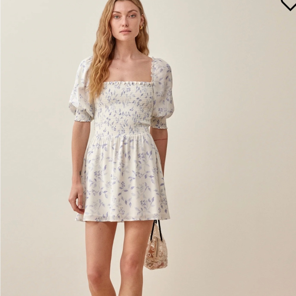 Reformation Elle Smocked Mini Dress